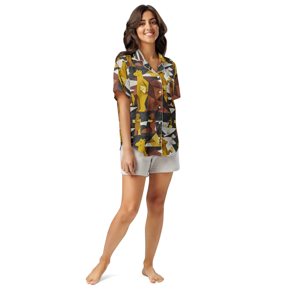 Golden Bear Market on Women's Short Sleeve Pajama Top — Front
