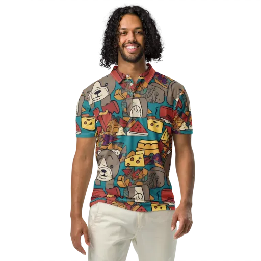 Picnic Pals on a Men's Slim Fit Polo Shirt
