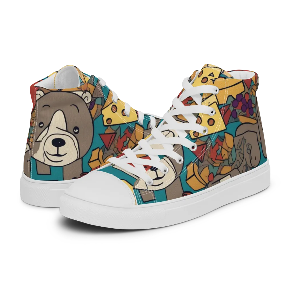 Picnic Pals on Men's High Top Canvas Shoes — Left