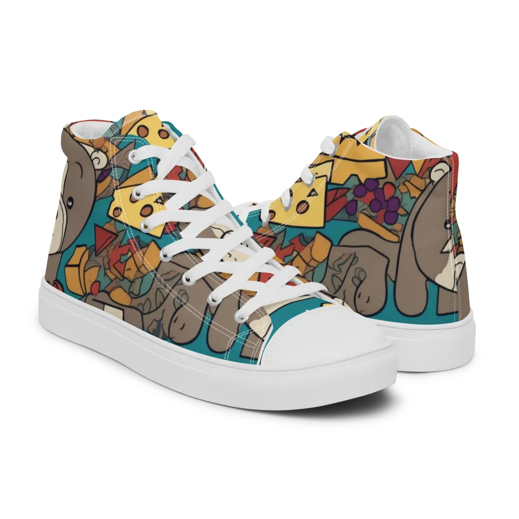 Picnic Pals on Men's High Top Canvas Shoes — Right