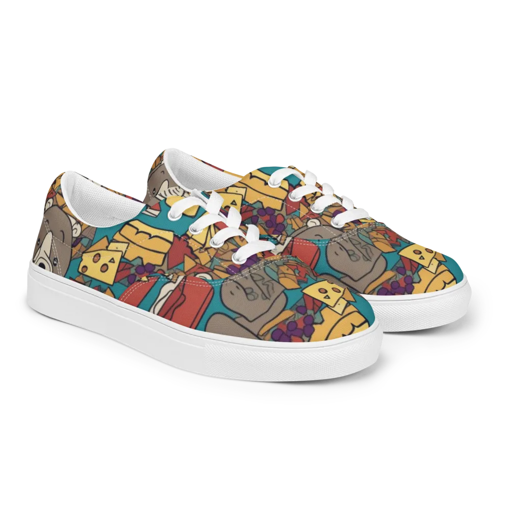 Picnic Pals on Men's Lace-Up Canvas Shoes — Right Front