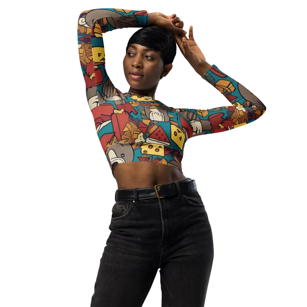 Picnic Pals on Long Sleeve Crop Top — Front