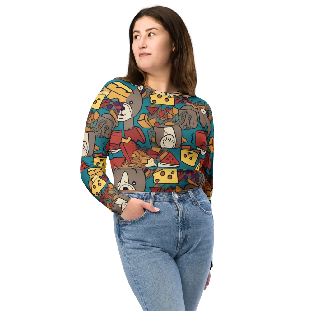 Picnic Pals on Long Sleeve Crop Top — Front