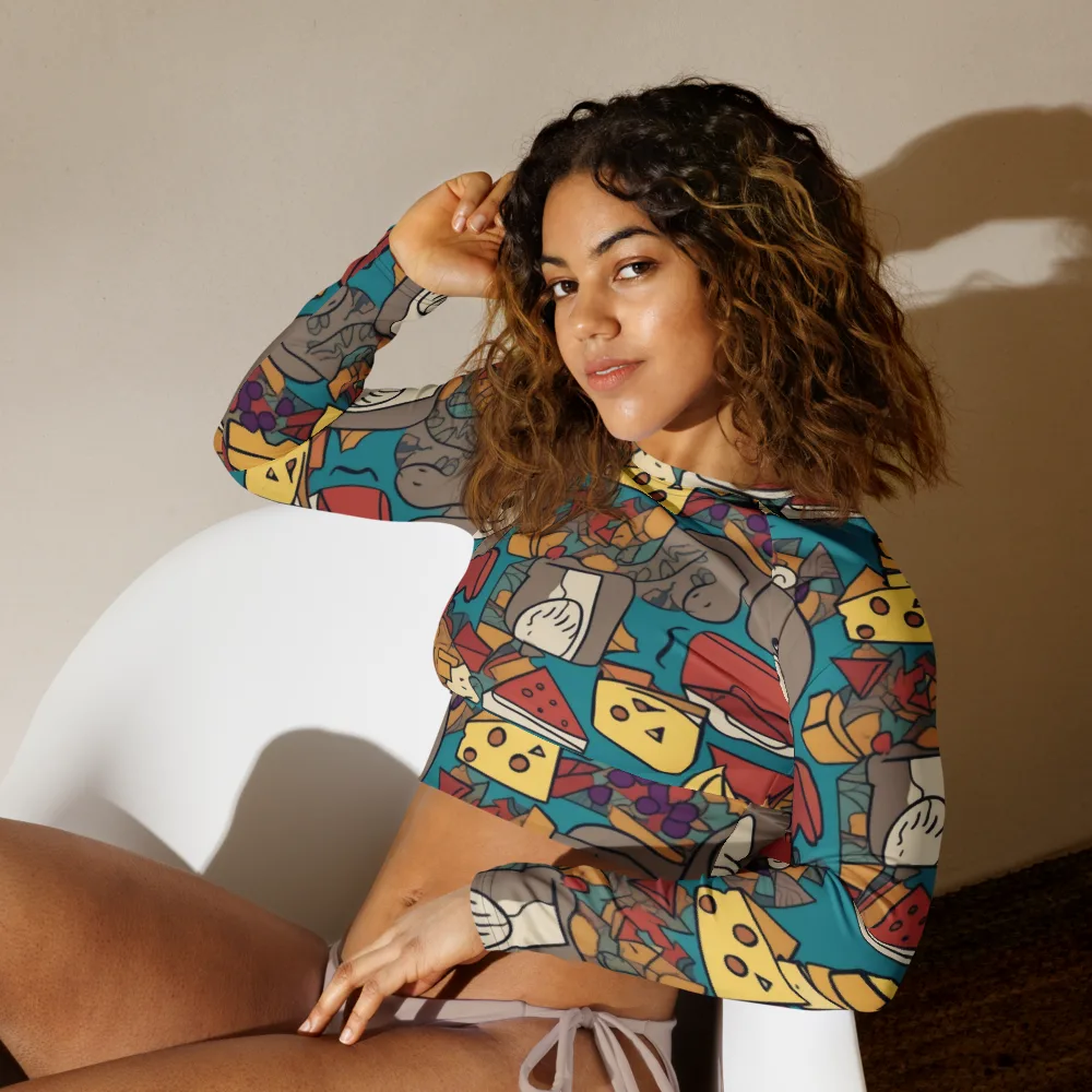 Picnic Pals on Long Sleeve Crop Top — Left Front