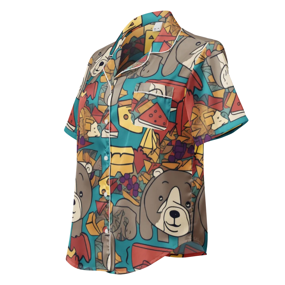 Picnic Pals on Women's Short Sleeve Pajama Top — Left Front