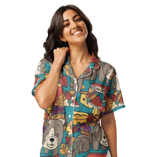 Picnic Pals on a Women's Short Sleeve Pajama Top