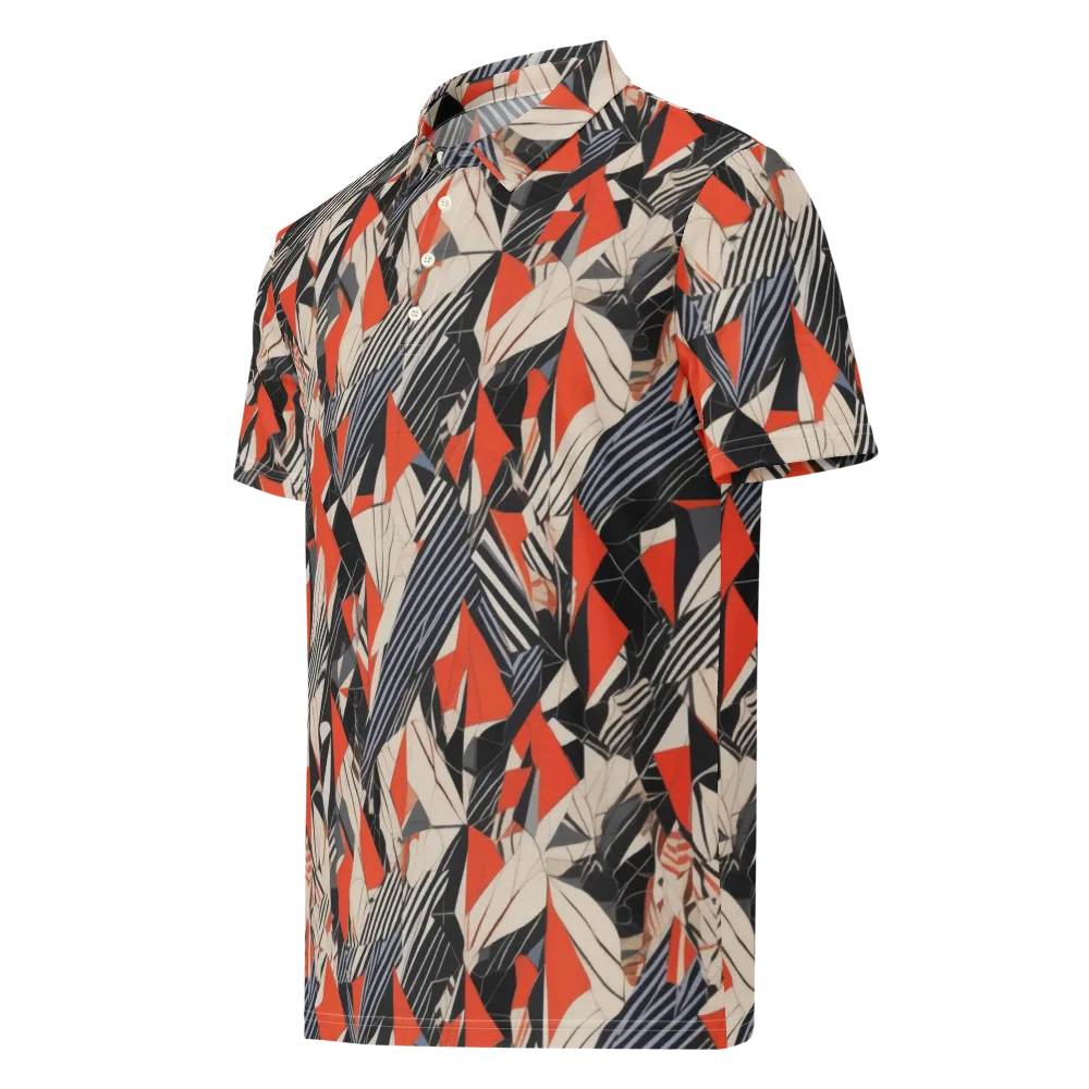 Vermilion Static on Men's Slim Fit Polo Shirt — Left Front