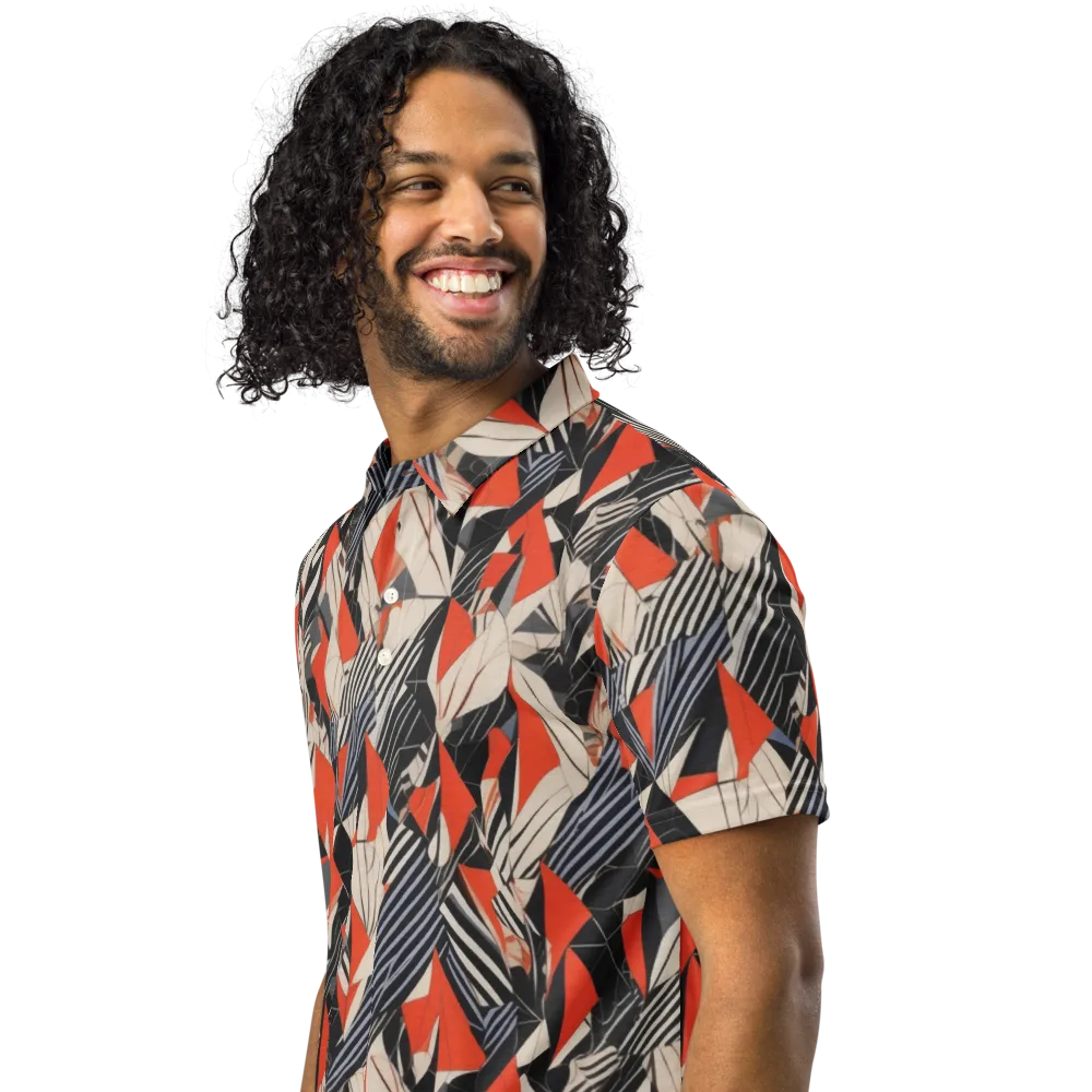 Vermilion Static on Men's Slim Fit Polo Shirt — Left Front