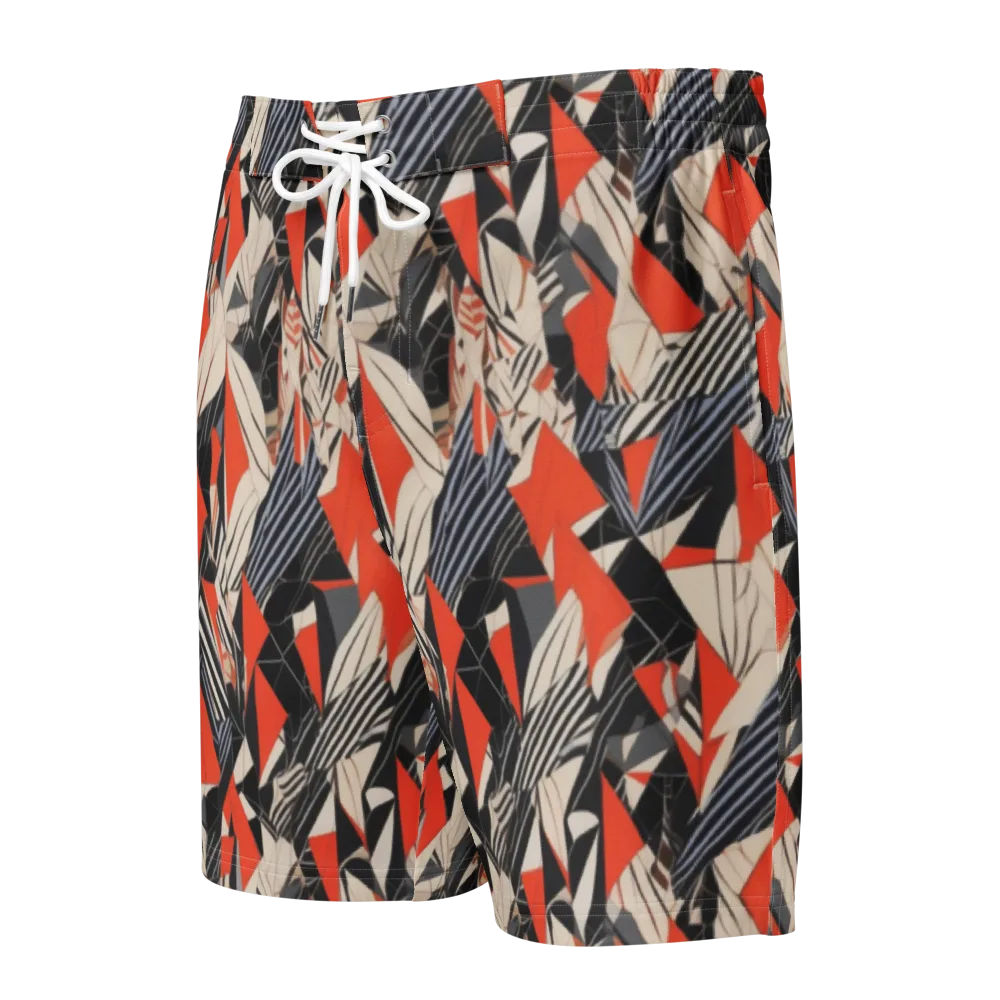Vermilion Static on Men's Board Shorts — Front
