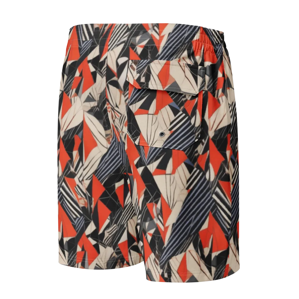 Vermilion Static on Men's Board Shorts — Back