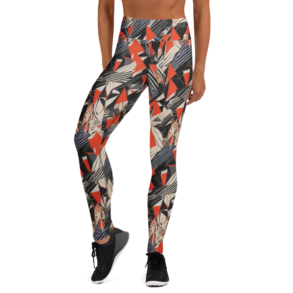 Vermilion Static on Yoga Leggings — Front
