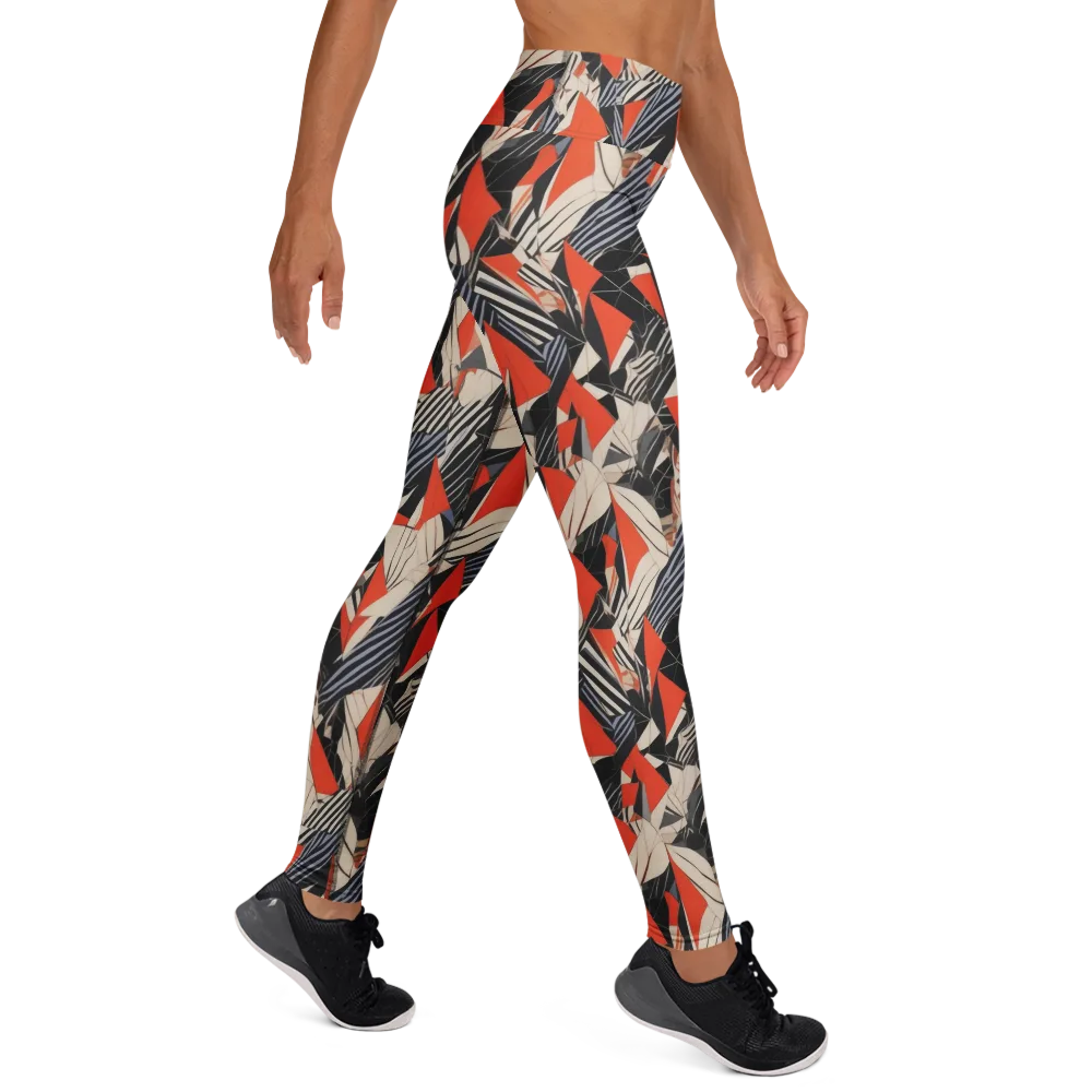 Vermilion Static on Yoga Leggings — Right