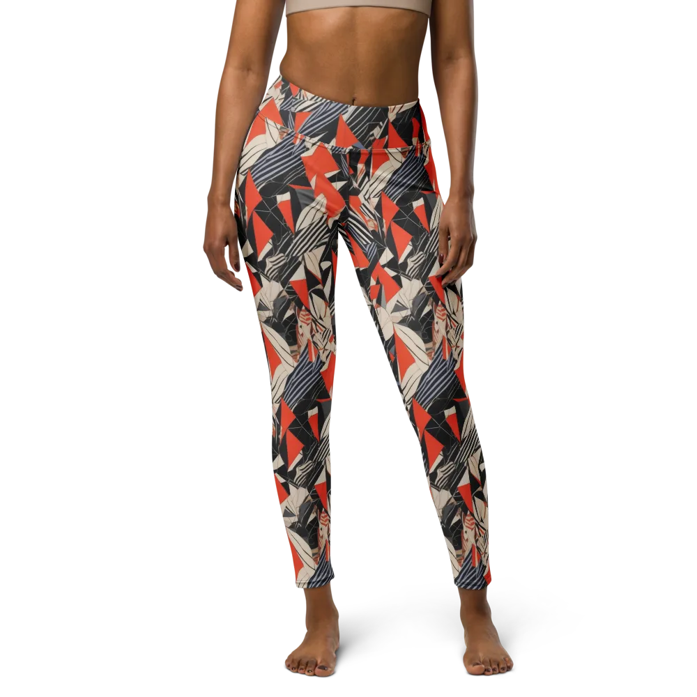 Vermilion Static on Yoga Leggings — Front