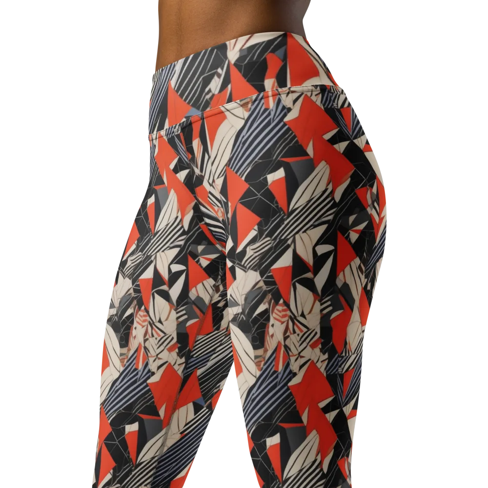 Vermilion Static on Yoga Leggings — Left Front