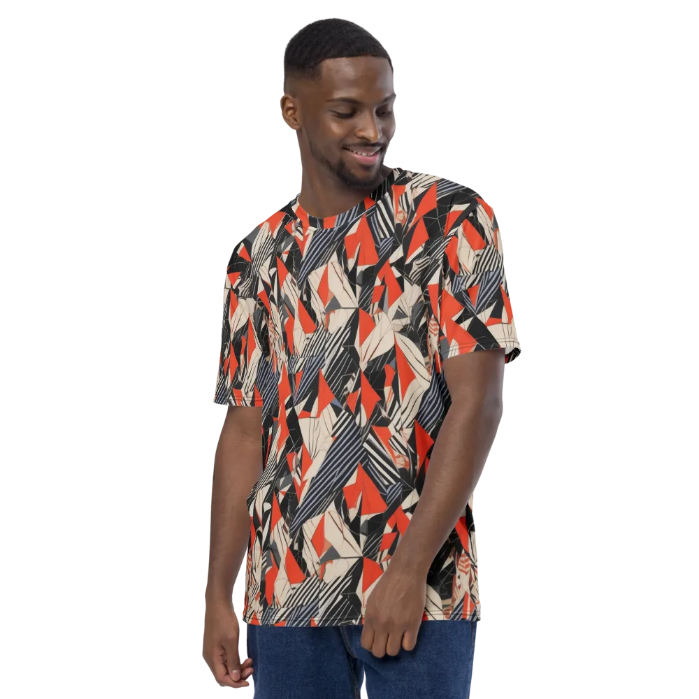 Vermilion Static on Men's Crew Neck T-Shirt — Left