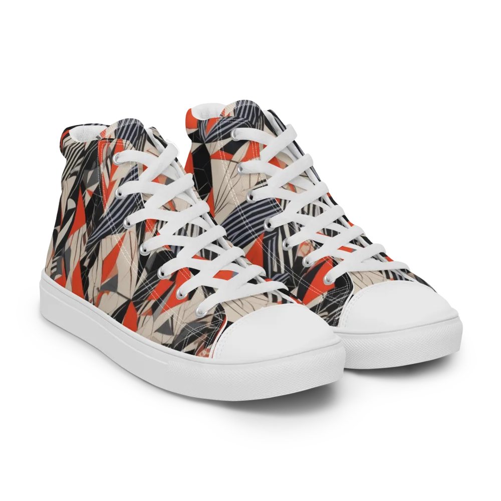 Vermilion Static on Men's High Top Canvas Shoes — Right Front