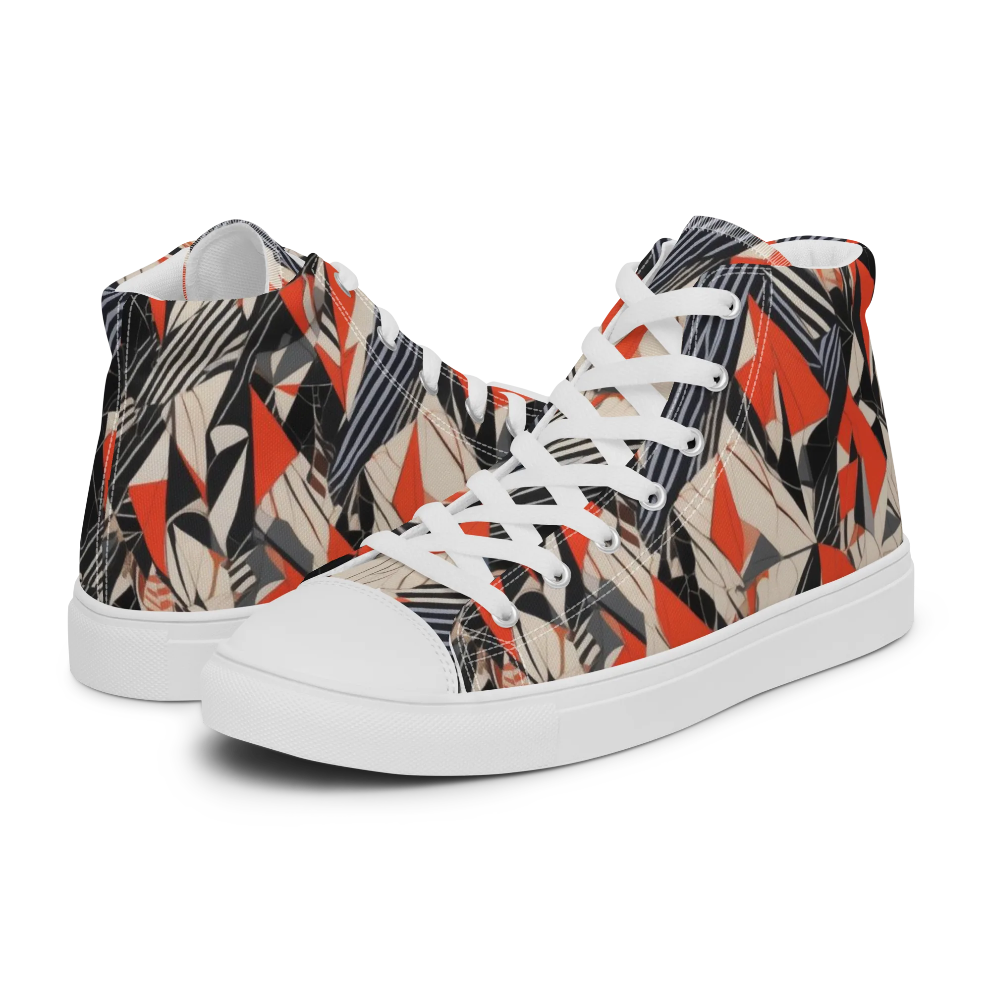 Vermilion Static on Women's High Top Canvas Shoes — Left