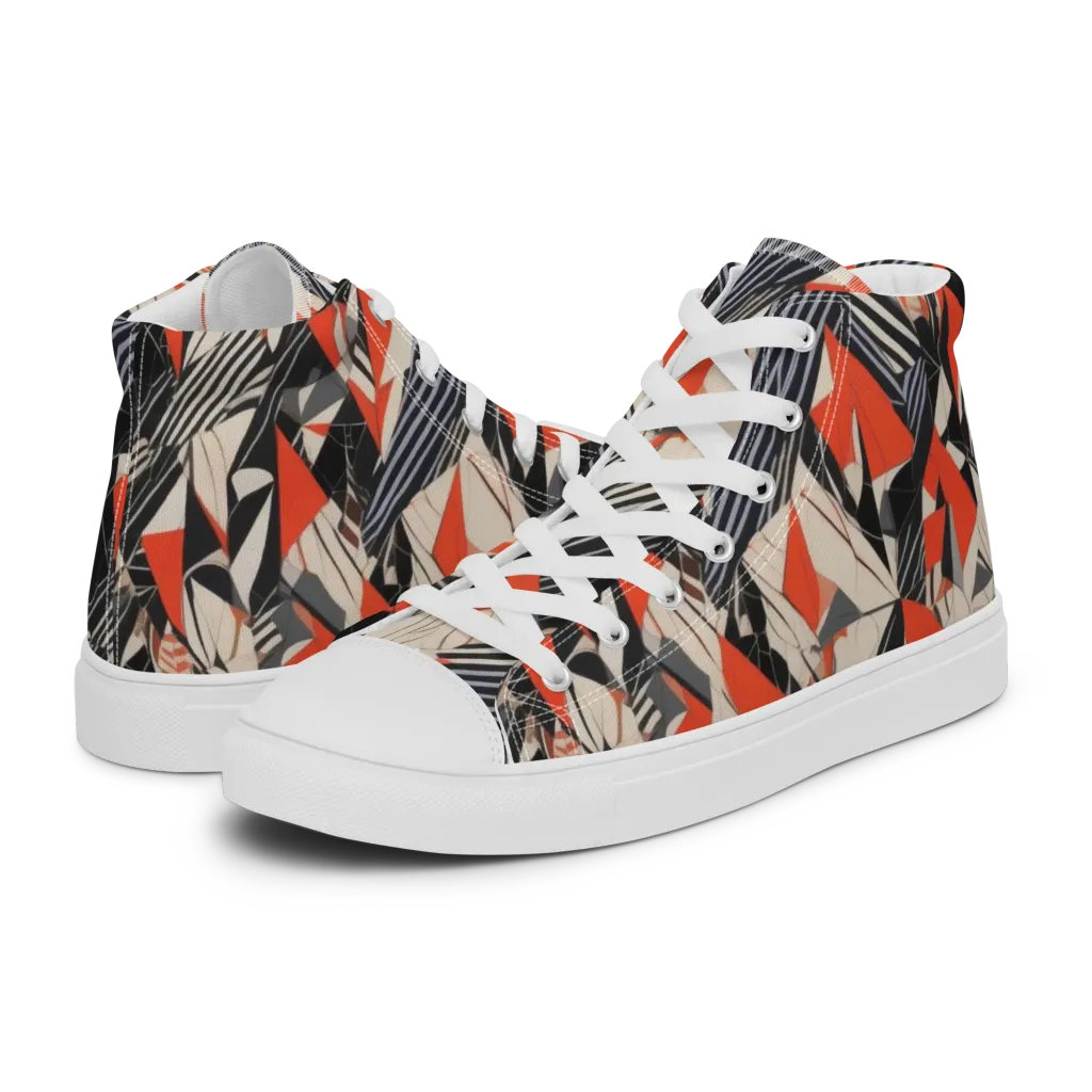 Vermilion Static on Women's High Top Canvas Shoes — Left
