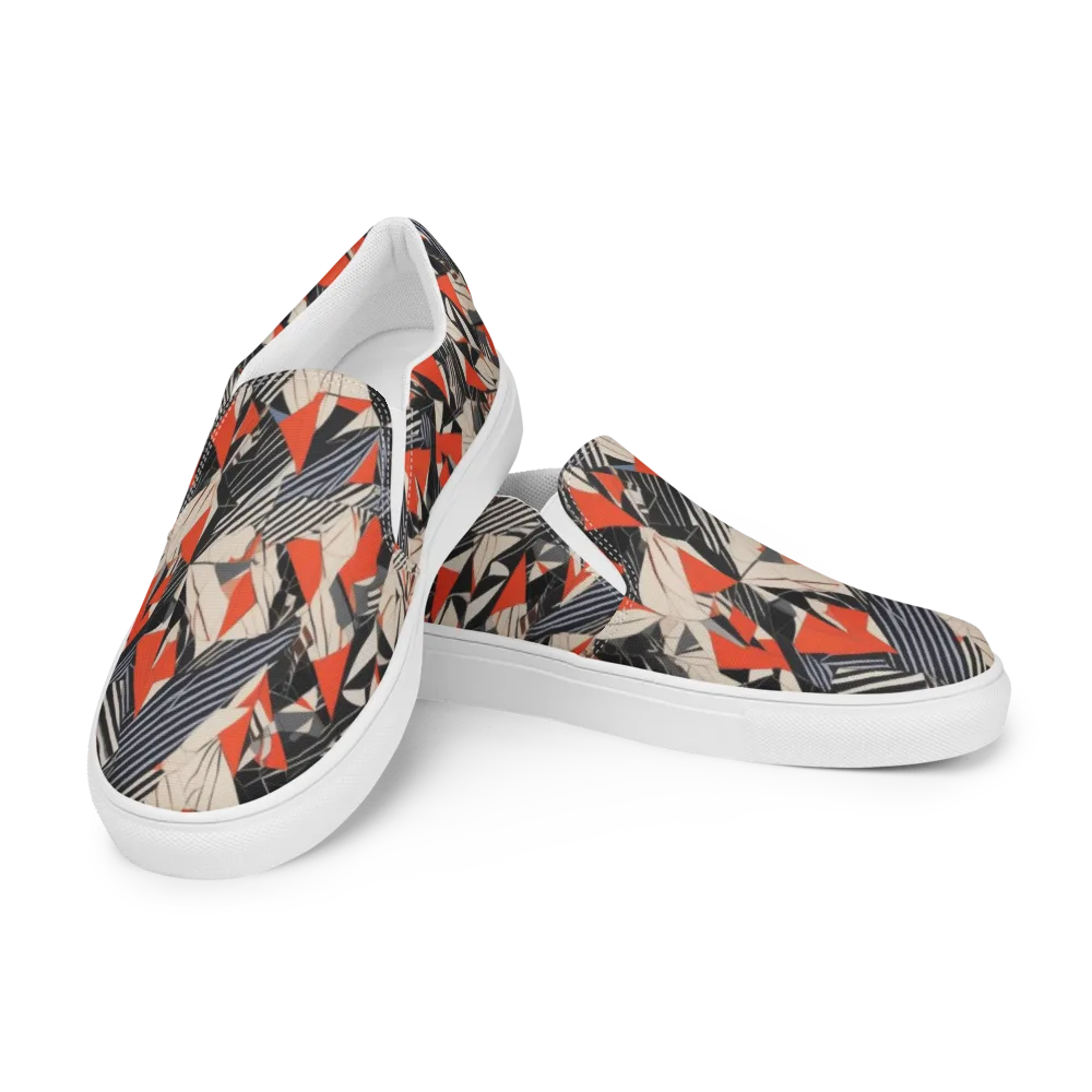 Vermilion Static on Men's Slip-On Canvas Shoes — Left Front