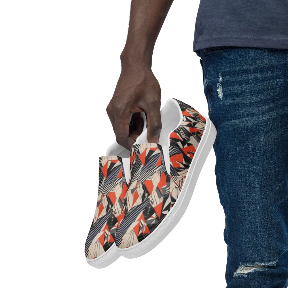 Vermilion Static on Men's Slip-On Canvas Shoes — Left Front
