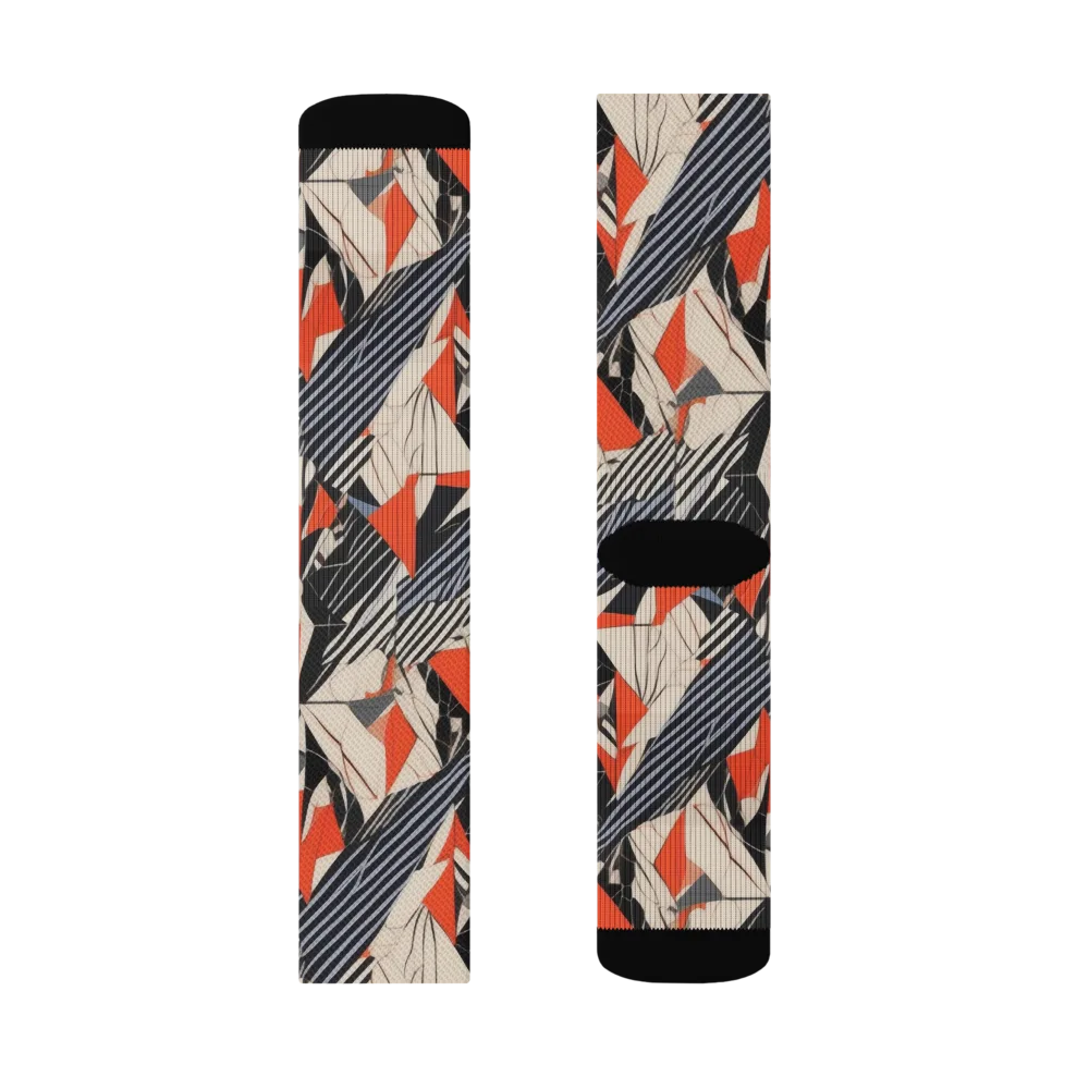 Vermilion Static on Socks — Left Sock