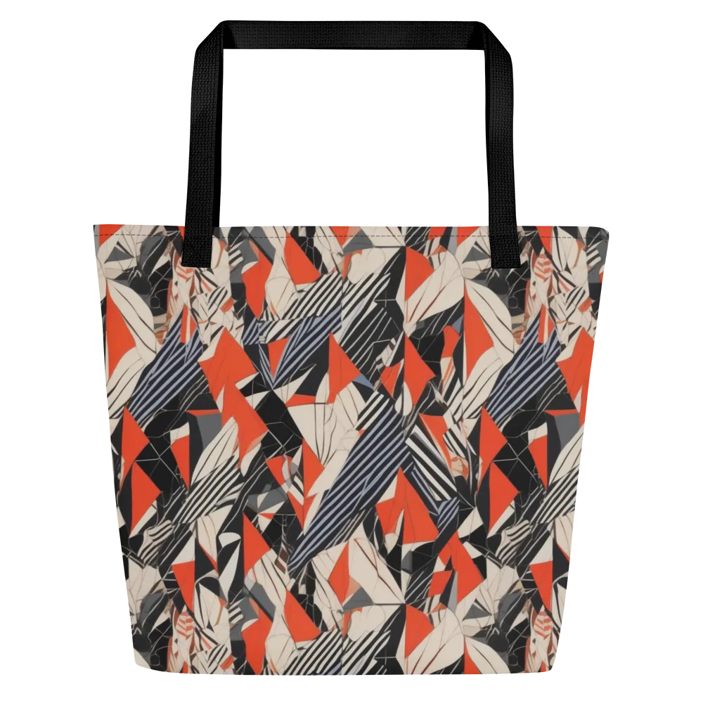 Vermilion Static on Large Tote Bag W/ Pocket — Front