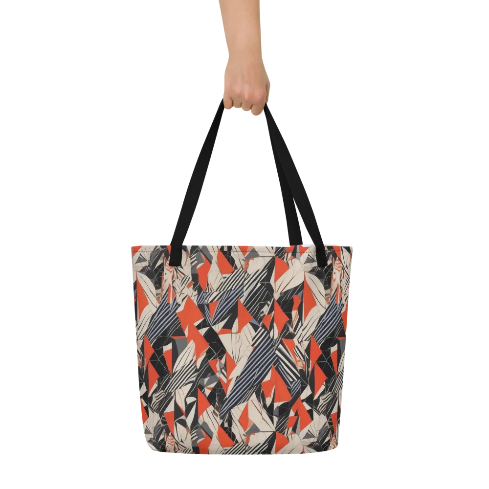 Vermilion Static on Large Tote Bag W/ Pocket — Front