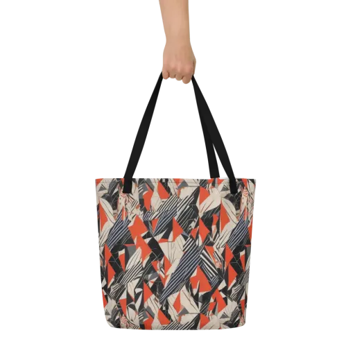 Vermilion Static on a Large Tote Bag W/ Pocket