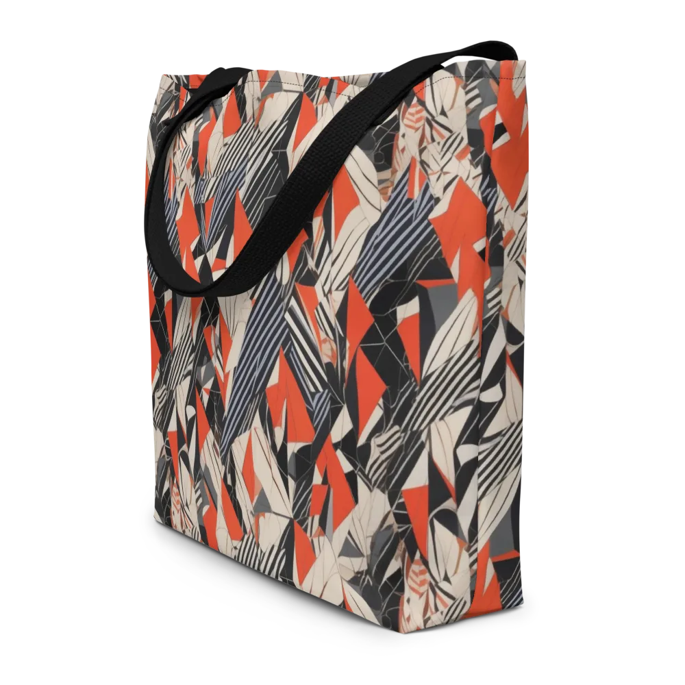 Vermilion Static on Large Tote Bag W/ Pocket — Front