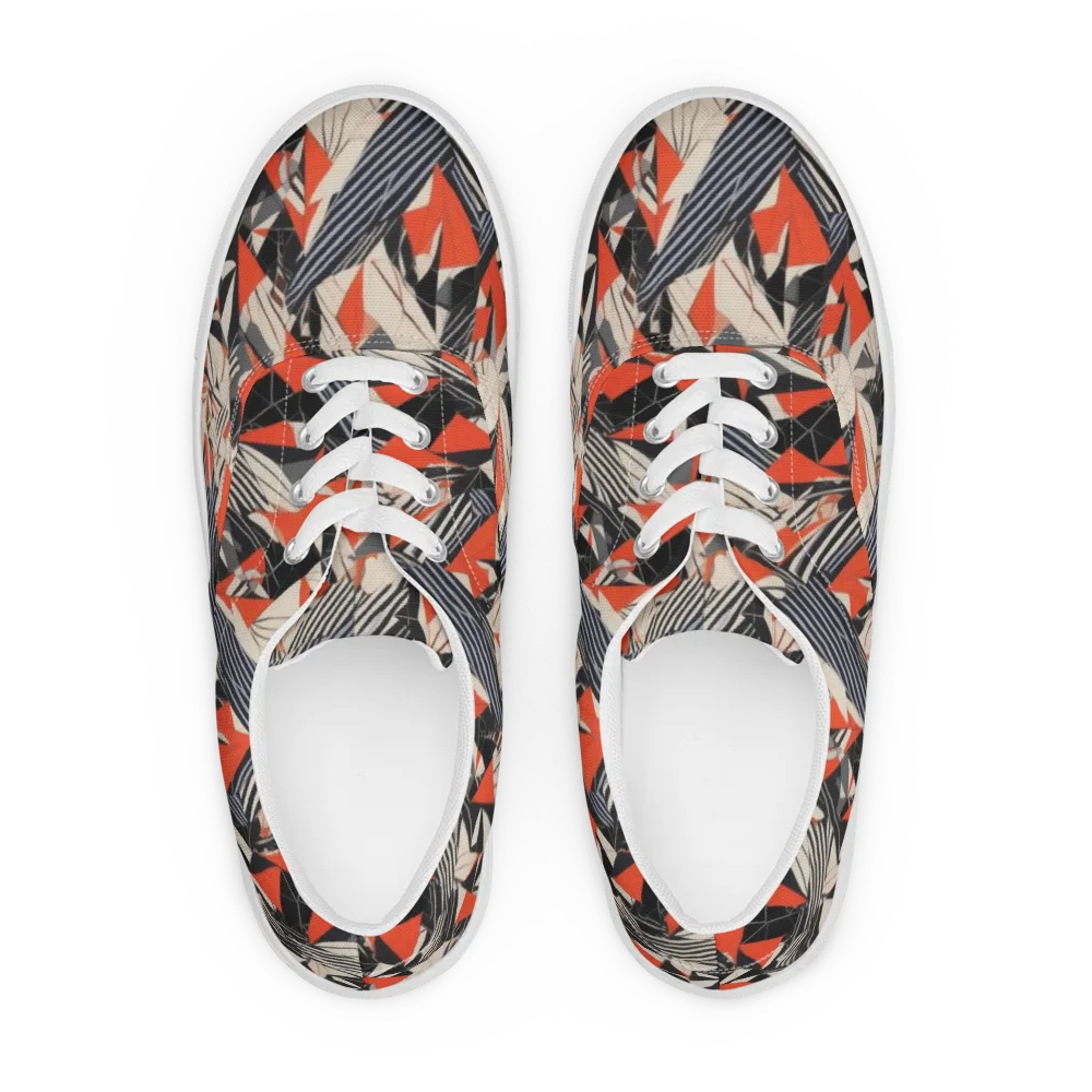 Vermilion Static on Men's Lace-Up Canvas Shoes — Front