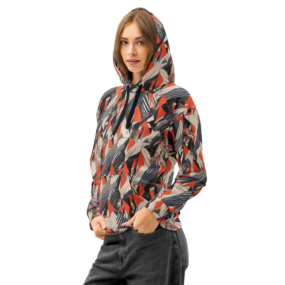 Vermilion Static on Cotton Hoodie — Left Front