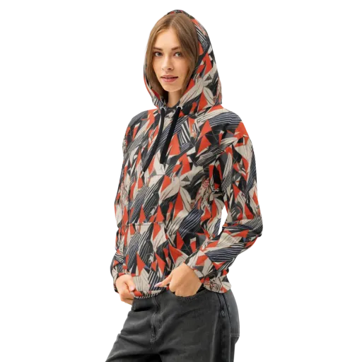 Vermilion Static on a Cotton Hoodie