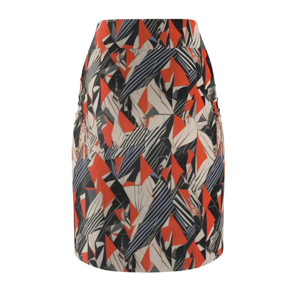 Vermilion Static on Pencil Skirt — Back