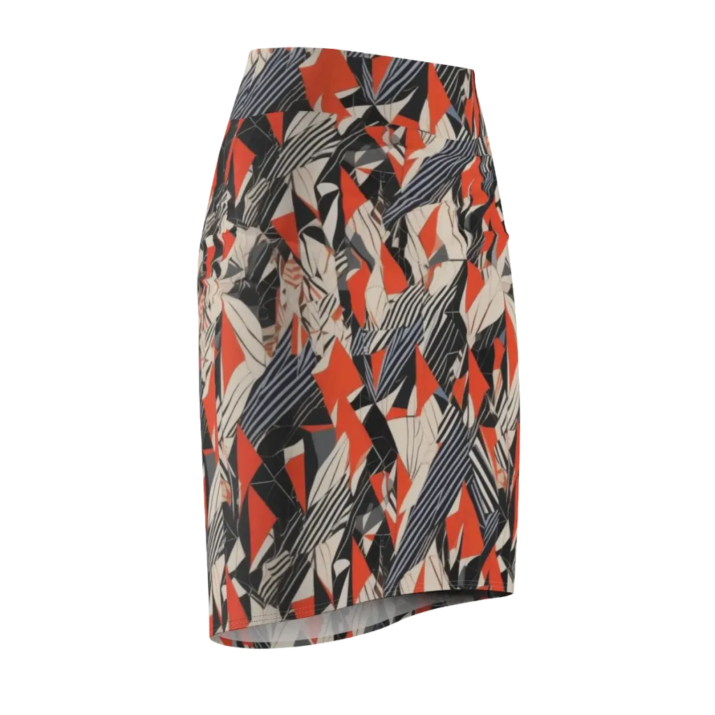 Vermilion Static on Pencil Skirt — Front Side