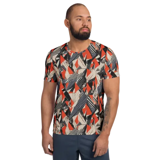 Vermilion Static on a Men's Athletic T-Shirt