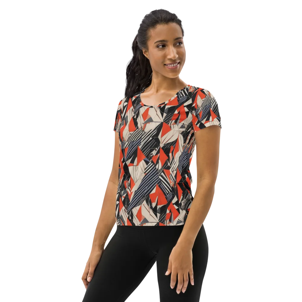 Vermilion Static on Women's Athletic T-Shirt — Left