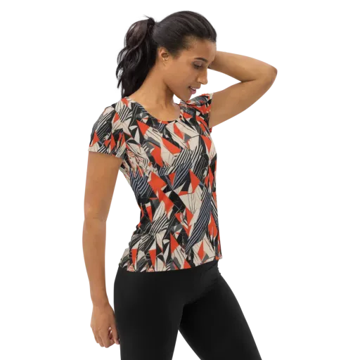 Vermilion Static on a Women's Athletic T-Shirt