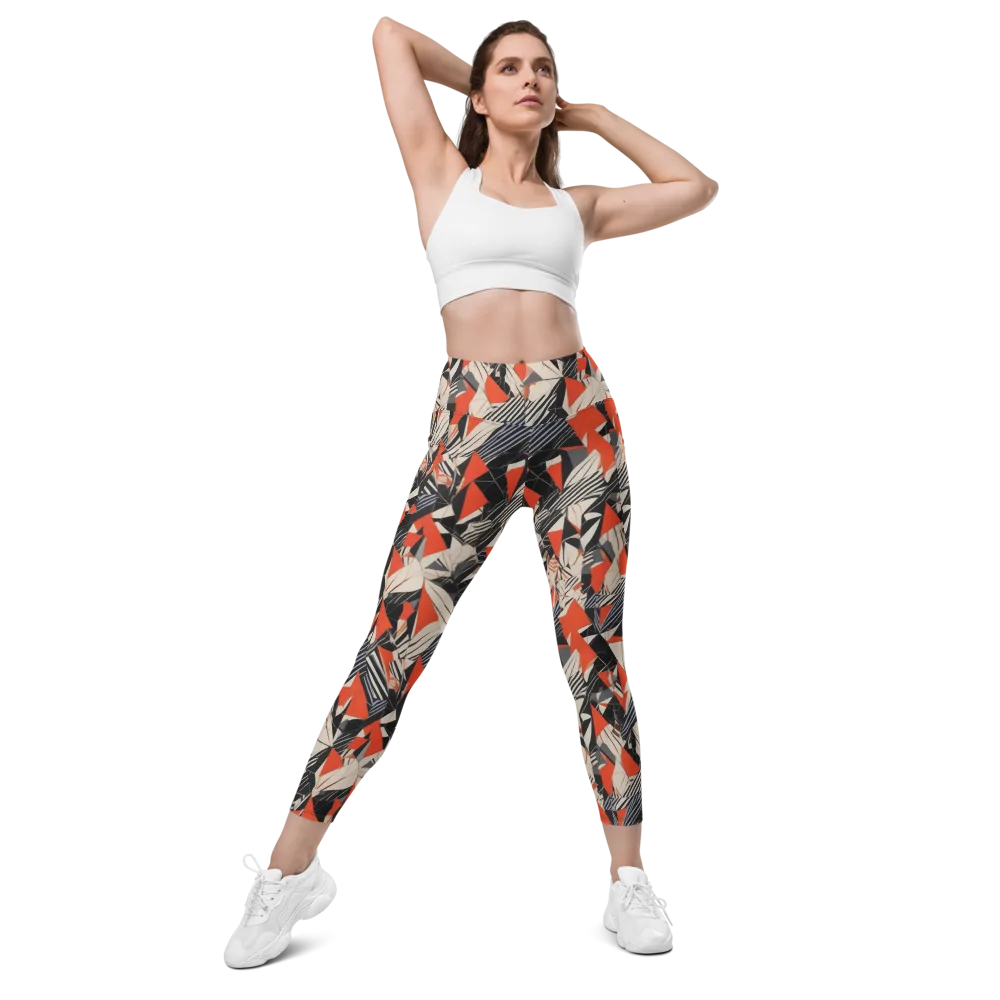 Vermilion Static on Leggings with Pockets — Front