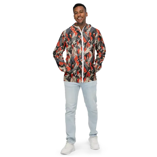 Vermilion Static on a Men's Windbreaker