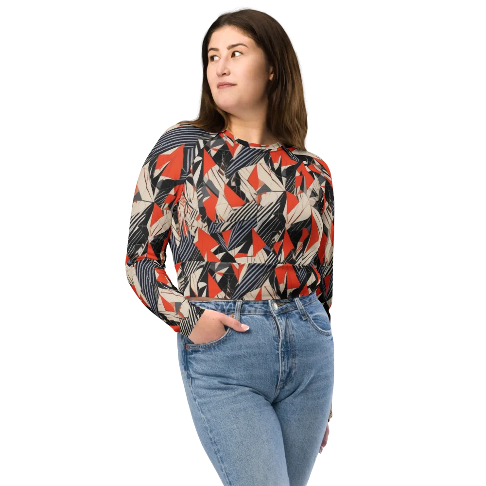 Vermilion Static on Long Sleeve Crop Top — Front
