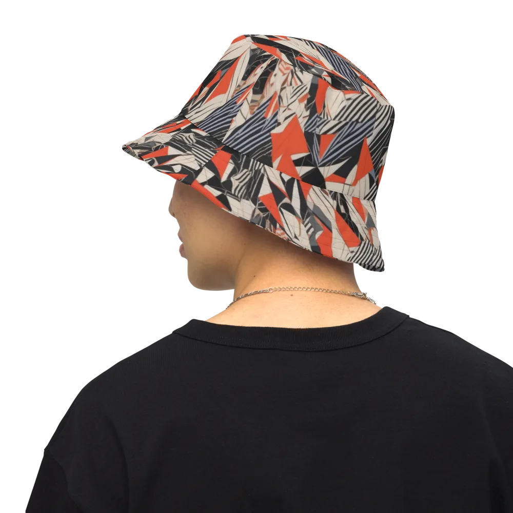 Vermilion Static on Reversible Bucket Hat — Back Inside