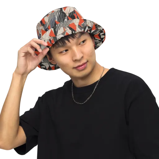 Vermilion Static on a Reversible Bucket Hat