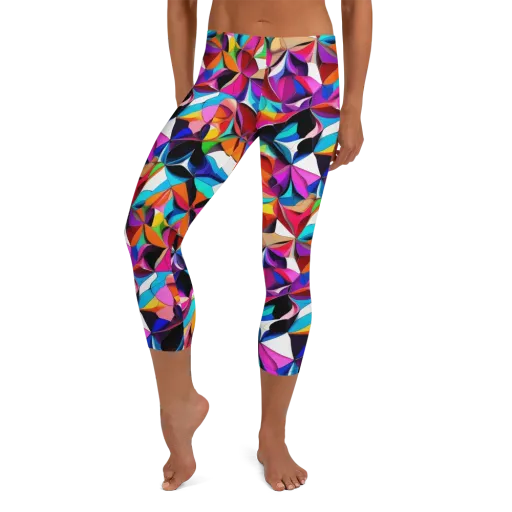 Prismatic Petal Riot on a Capri Leggings