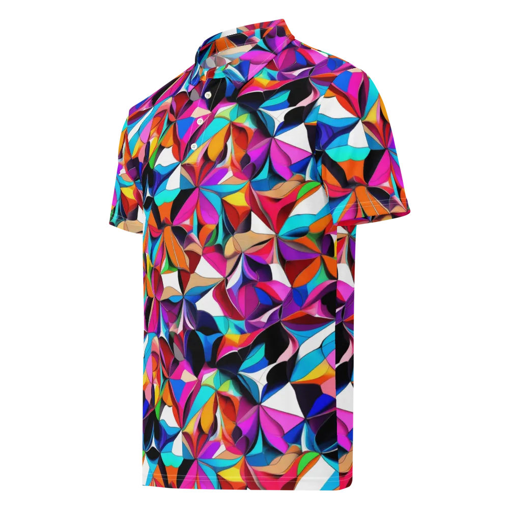 Prismatic Petal Riot on Men's Slim Fit Polo Shirt — Left Front