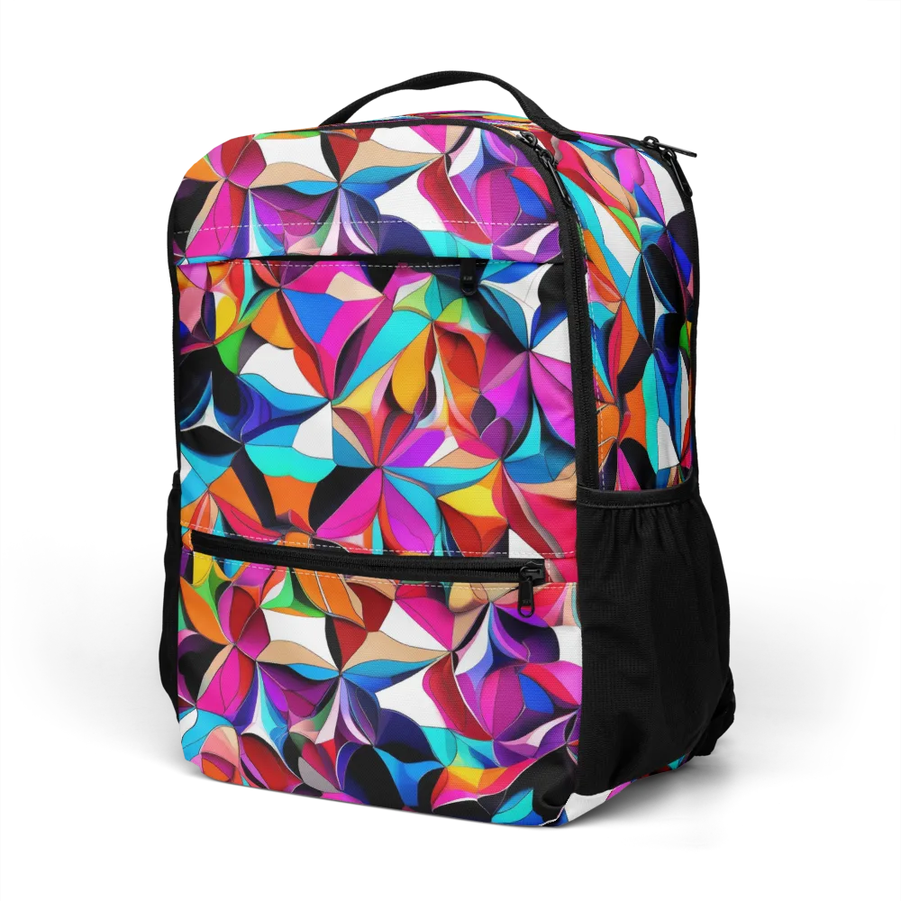 Prismatic Petal Riot on Utility Backpack — Left Front