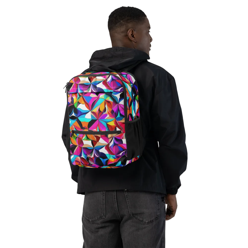Prismatic Petal Riot on Utility Backpack — Back