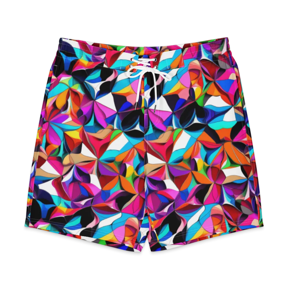 Prismatic Petal Riot on Men's Board Shorts — Front