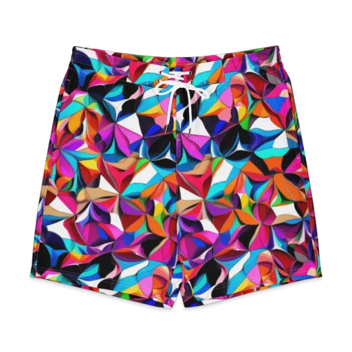 Prismatic Petal Riot on a Men's Board Shorts