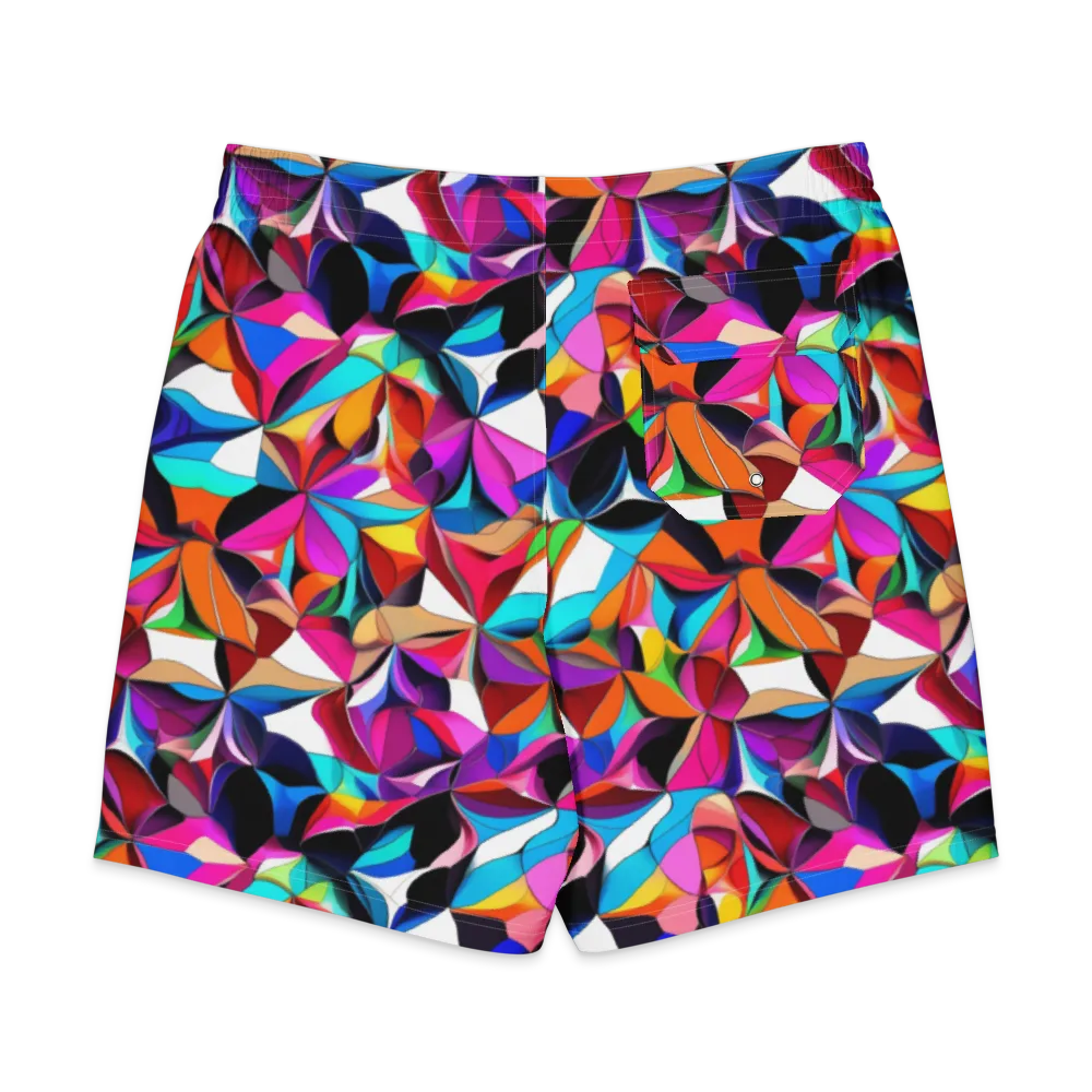 Prismatic Petal Riot on Men's Board Shorts — Back