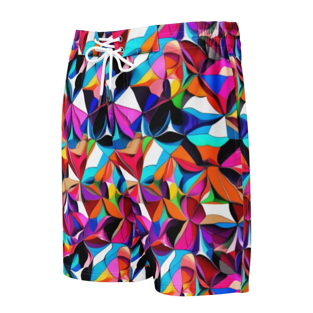 Prismatic Petal Riot on Men's Board Shorts — Front